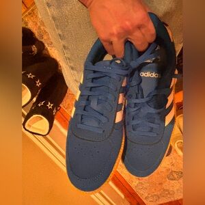 Adidas Royal Blue Sneakers with Pink Stripes